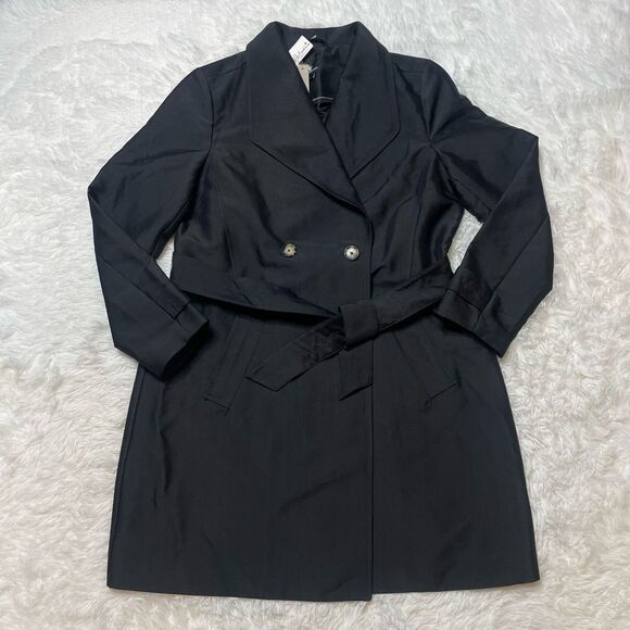 New with Tags Reitmans Trench Coat Black Womens Size XL Water Repellant - Picture 1 of 9